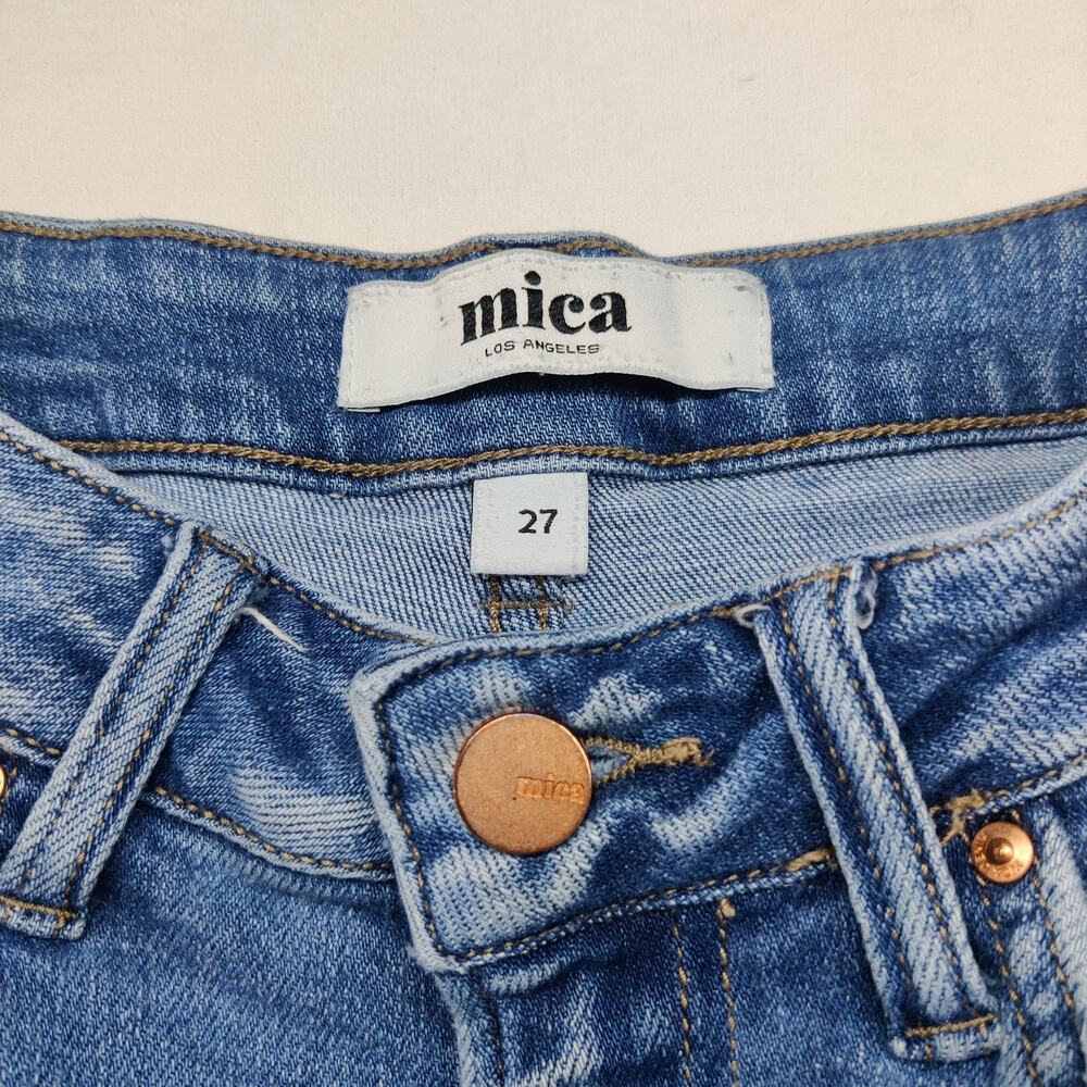 Mica High Rise Wide Leg Distressed Boho Relaxed Stretch Jeans Raw Hem Size 27 - Picture 9 of 16